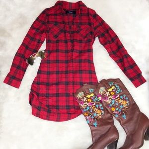 Plaid Flannel Button Up Dress